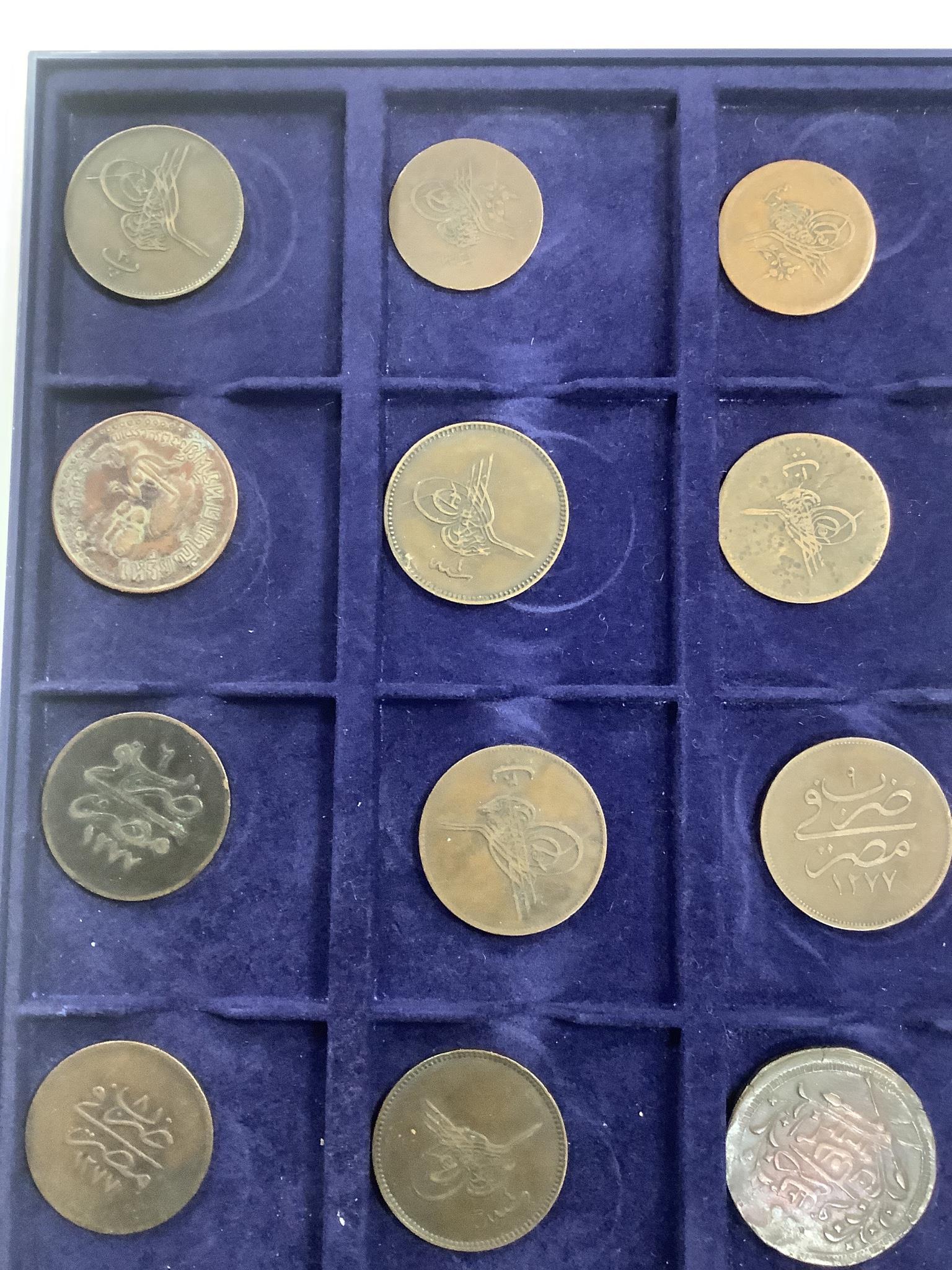 Ottoman Empire and Islamic coins, 19th/20th century, silver and bronze coinage, 12 trays